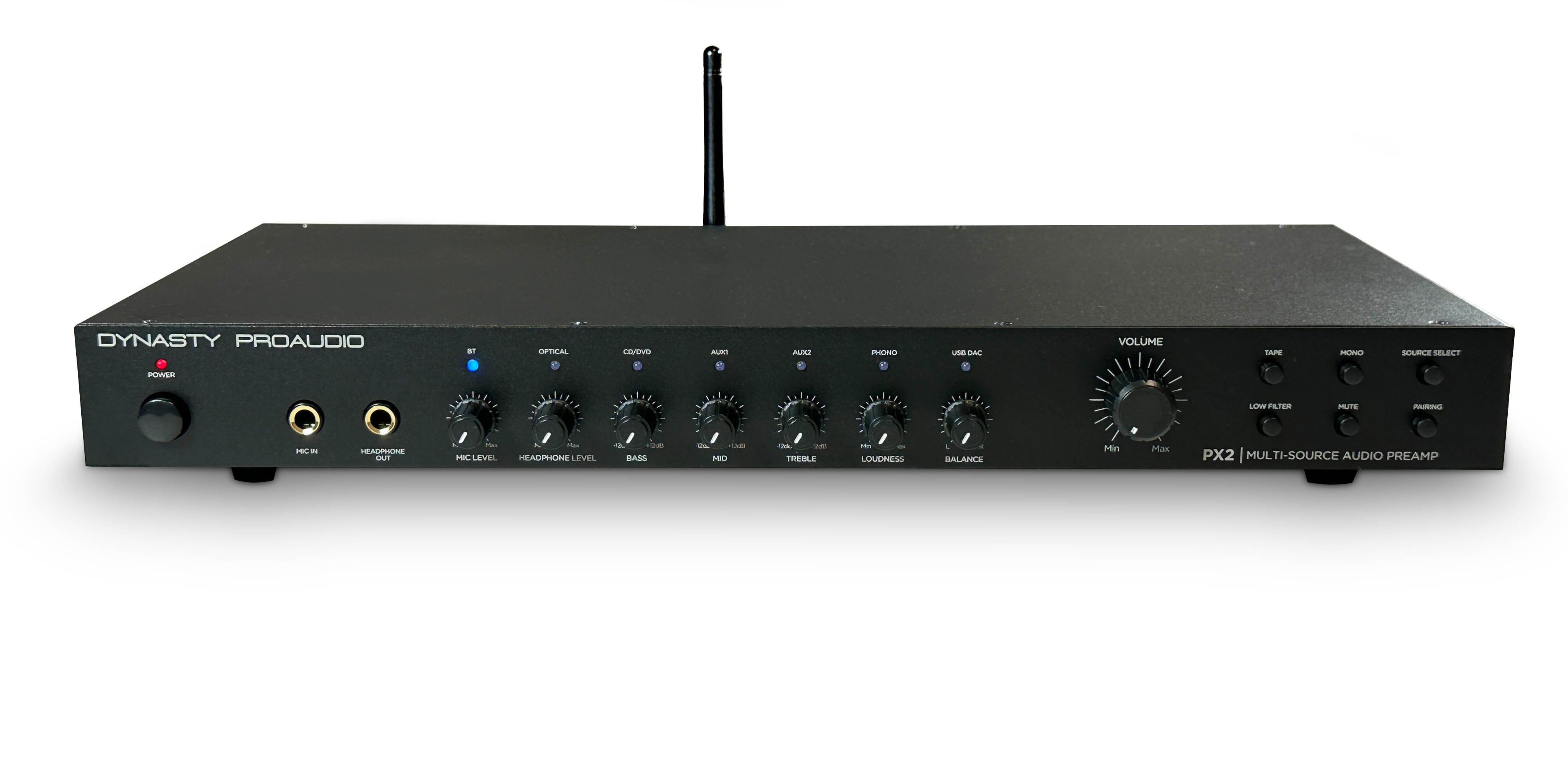 (Outlet/Refurbished) Dynasty ProAudio PX2 High Definition Multi-Source Hi-Fi Home Audio Stereo Preamplifier with Bluetooth 5.3 + USB DAC Interface built-in
