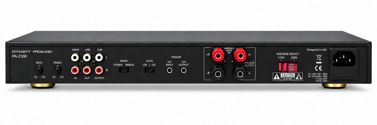 PA-2100 Two Channel Stereo 2 x 100W Power Amplifier with EQ / Subwoofer Output